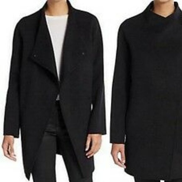 New Vince Sweater Back Drape Neck Black Coat NWT Large - Picture 6 of 16